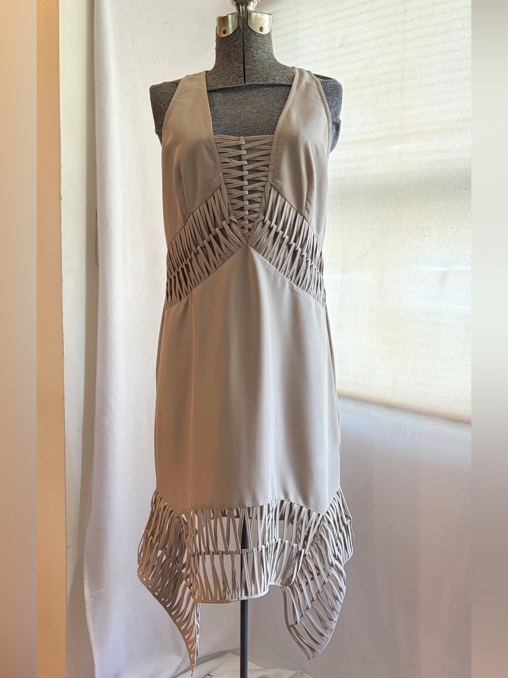Sachin + Babi for Ankasa tan latticework dress